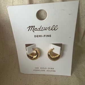 NWT Madewell 14K Gold Demi-Fine Puffy Hoop Earrings